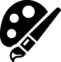 Painter Palette And Brush Artistic Tools Editable Svg Line Art, Free Vectors File
